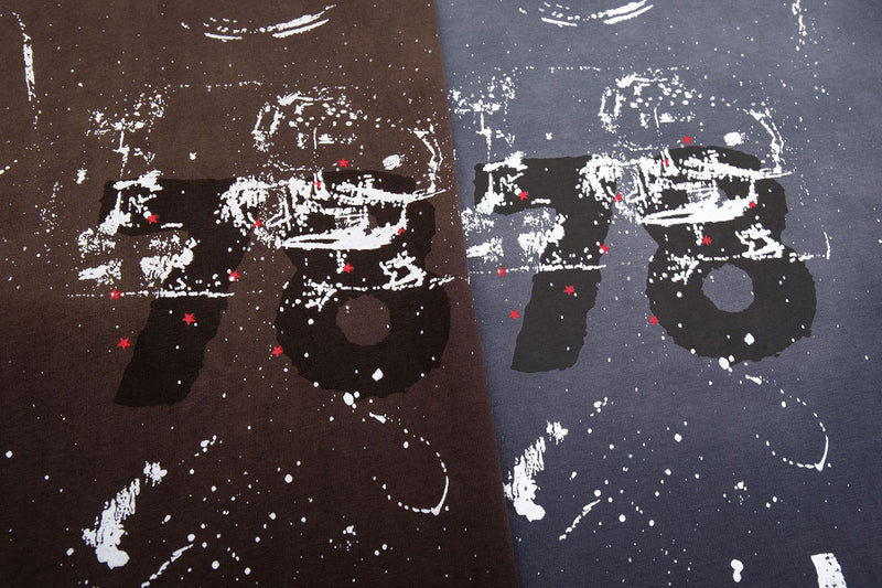 T-shirt gris à manches longues – Imprimé graffiti vintage délavé streetwear à col rond