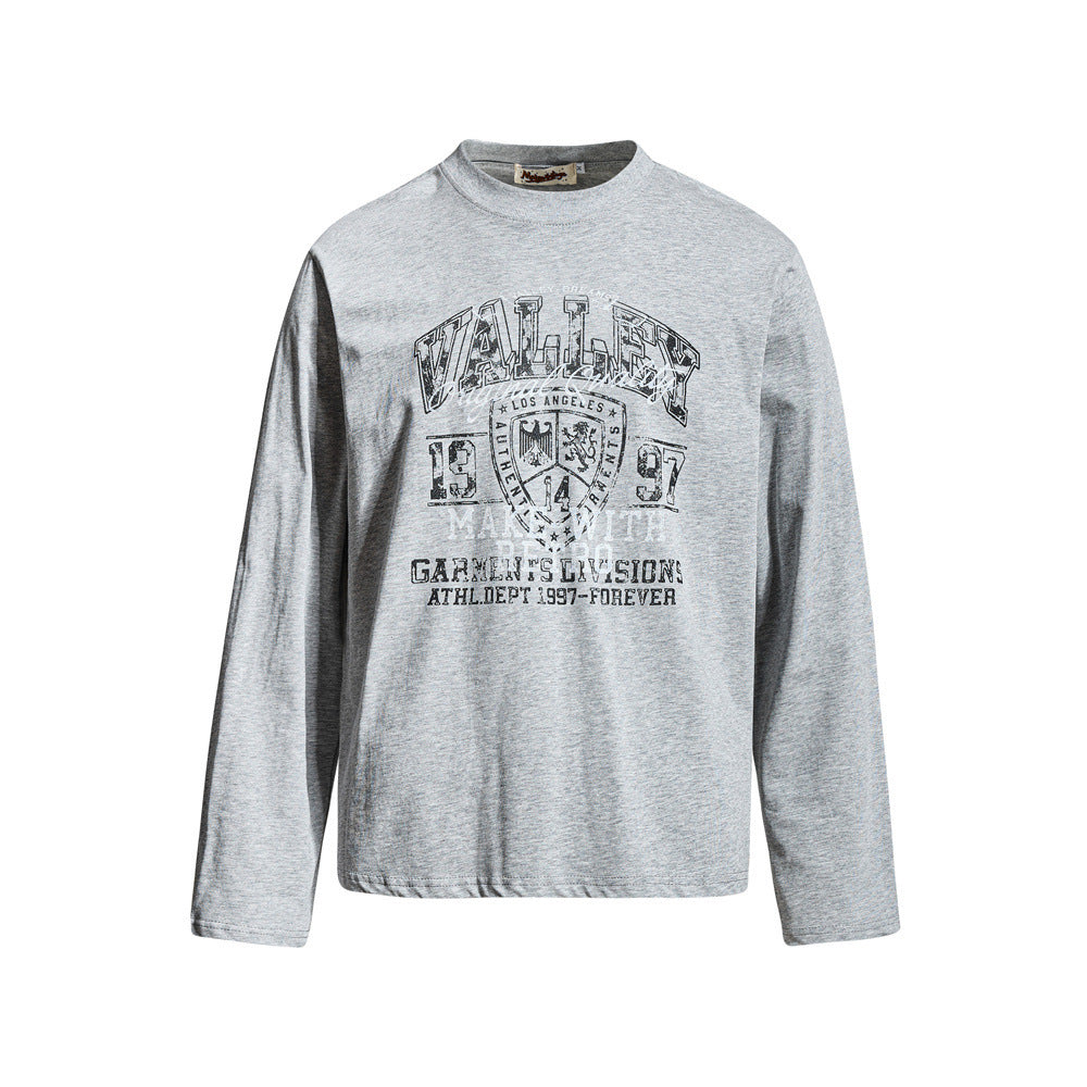 Long Sleeve T-Shirt for Men – Valley Retro Varsity Graphic Crew Neck Tee