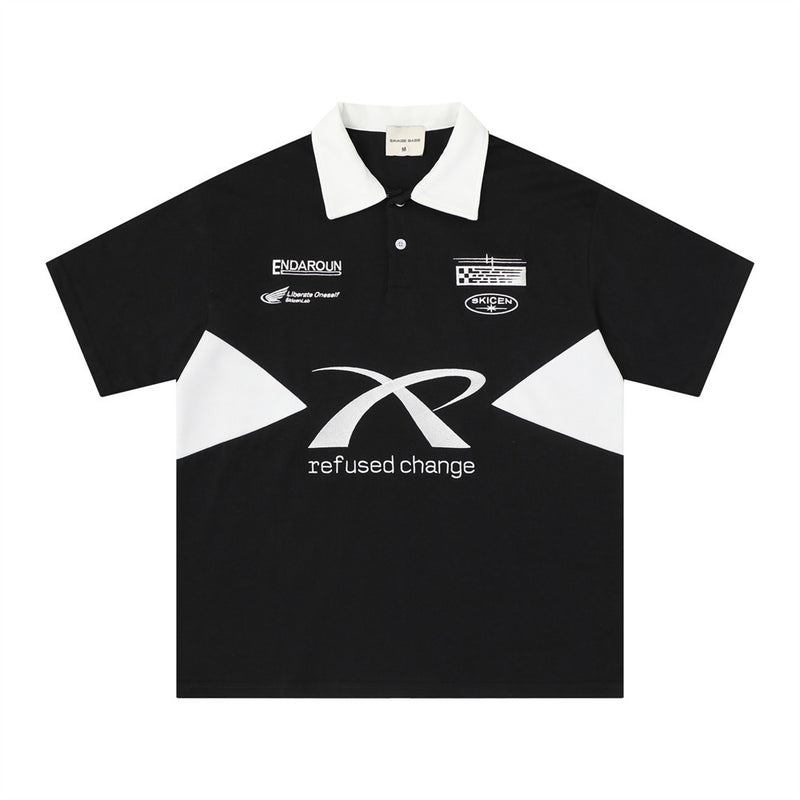 Racing Motorsport Graphic Polo Shirt – Colorblock Short Sleeve