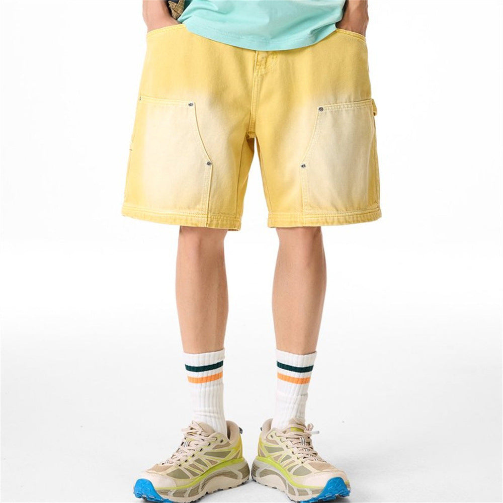 Baggy-Denimshorts für Herren – gewaschene Carpenter-Style-Jeansshorts für Streetwear