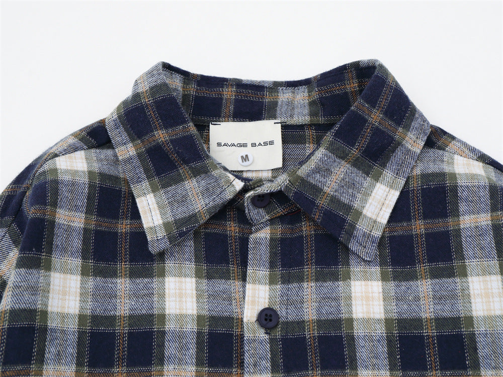 Plaid Flannel Shirt Men's Streetwear Checkerboard Graphic Print Oversized