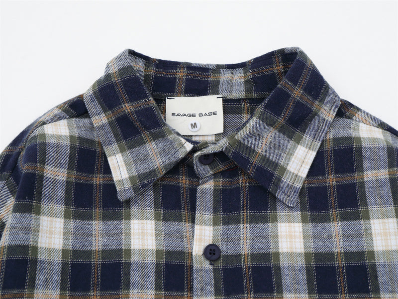 Plaid Flannel Shirt Men's Streetwear Checkerboard Graphic Print Oversized