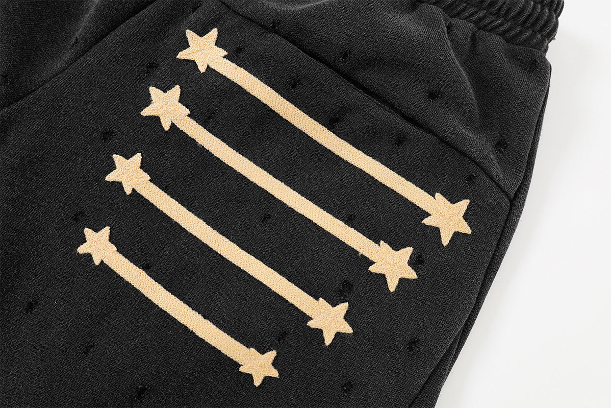 Wide-Leg Star & Stripe Sweatpants – Baggy Washed Fleece Pants