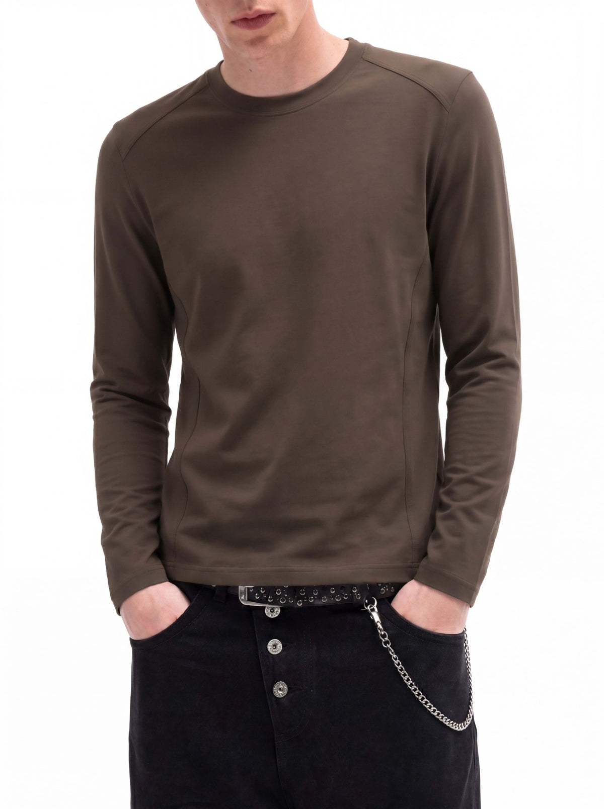 Men's Long Sleeve Crew Neck T-Shirt – Slim Fit Raglan Shoulder Tee