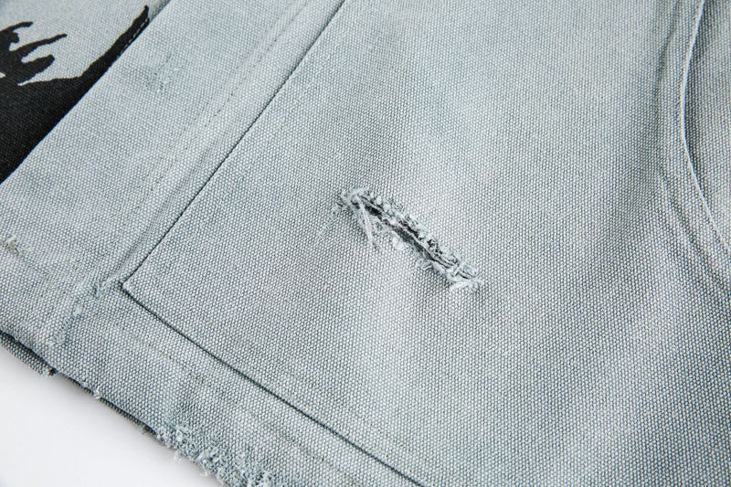 Veste de travail vintage en toile canvas délavée – Manteau workwear imprimé, style Detroit
