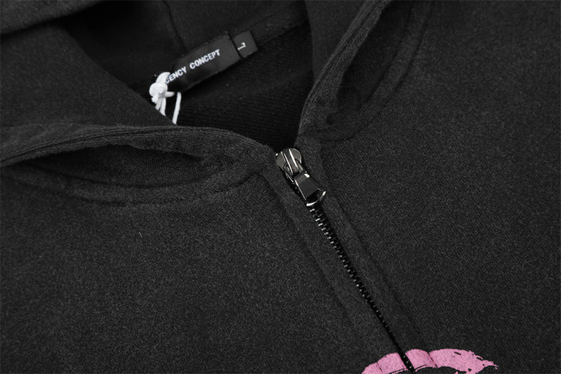 SMBR Graffiti-Logo-Zip-Hoodie – Verwaschene Oversize-Streetwear