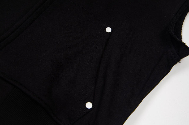 Chaleco sudadera sin mangas con cremallera – Gráfico de fútbol streetwear lavado