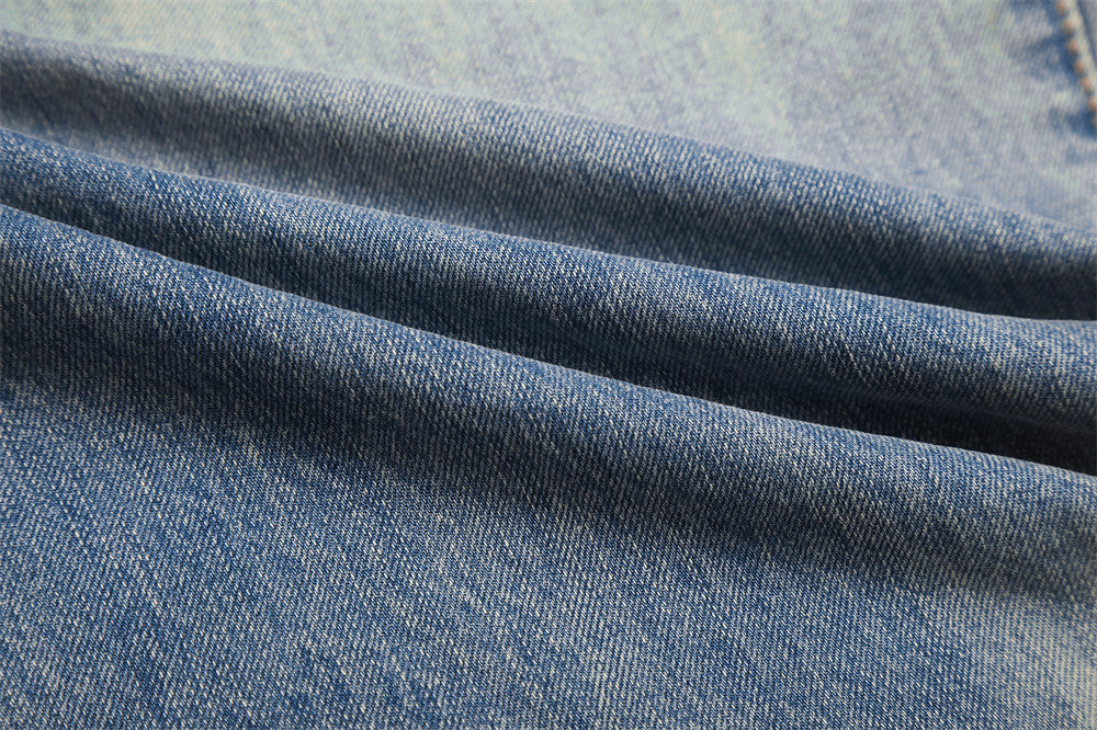 Wide-Leg Distressed Jeans – Gradient Washed Denim with Ripped Details