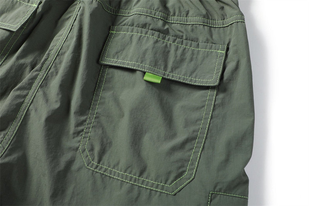 Cargo Work Pants for Men – Wide-Leg Multi-Pocket Utility Trousers with Contrast