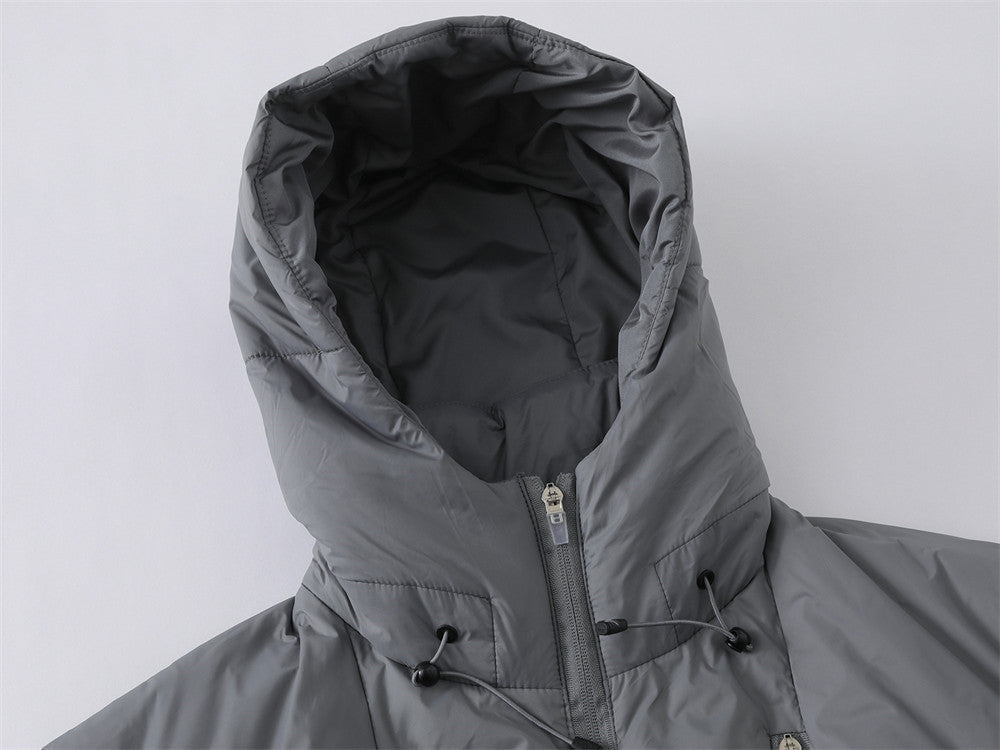 Cazadora Acolchada de Plumas con Capucha y Diseño de Varias Cremalleras para Hombre
