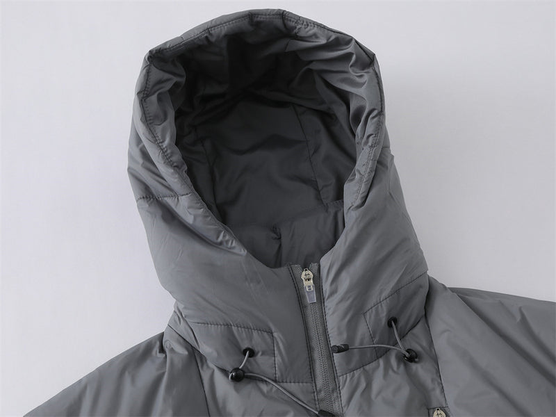 Cazadora Acolchada de Plumas con Capucha y Diseño de Varias Cremalleras para Hombre