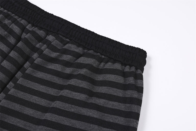 Pantalon de survêtement rayé à jambes larges – Homme, imprimé patchwork graphique punk, coupe droite décontractée