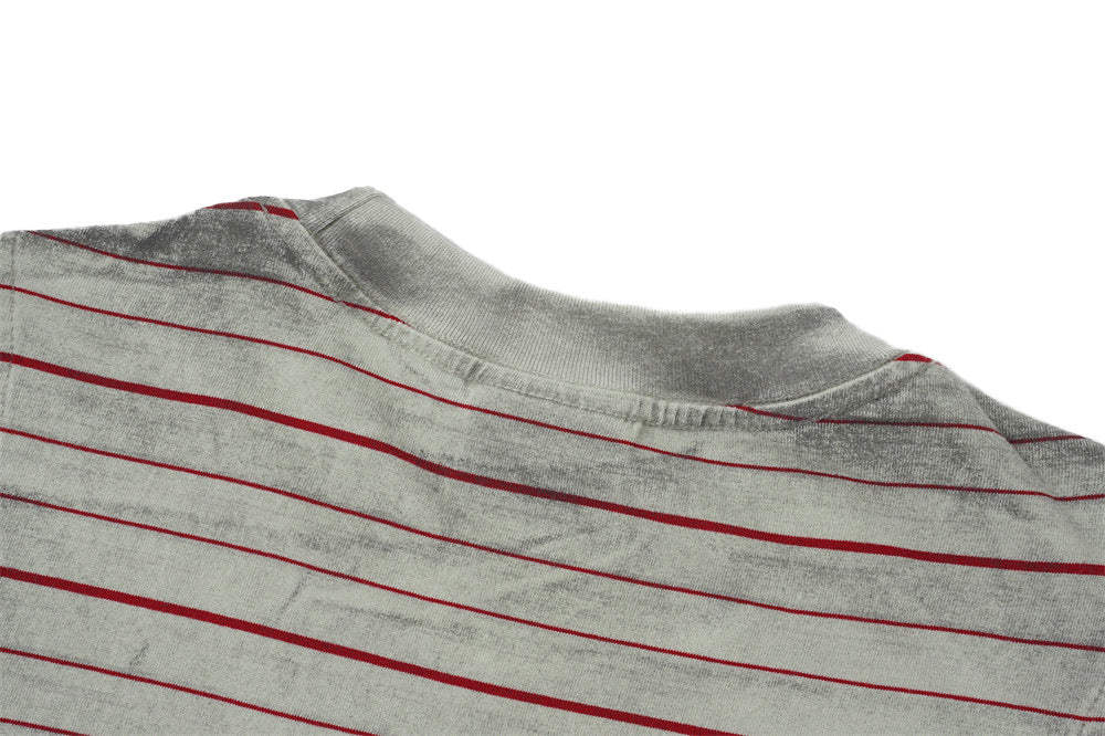 Distressed Stripe Patchwork Oversized T-Shirt | Washed Irregular Spliced Streetw