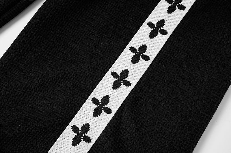 Pantalon de survêtement large à bandes latérales – Pantalon baggy en maille gaufrée