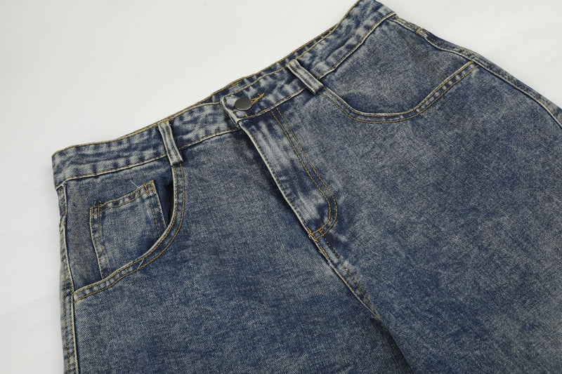 Jean baggy à jambes larges avec poches arrière graphiques – Coupe tonneau oversize