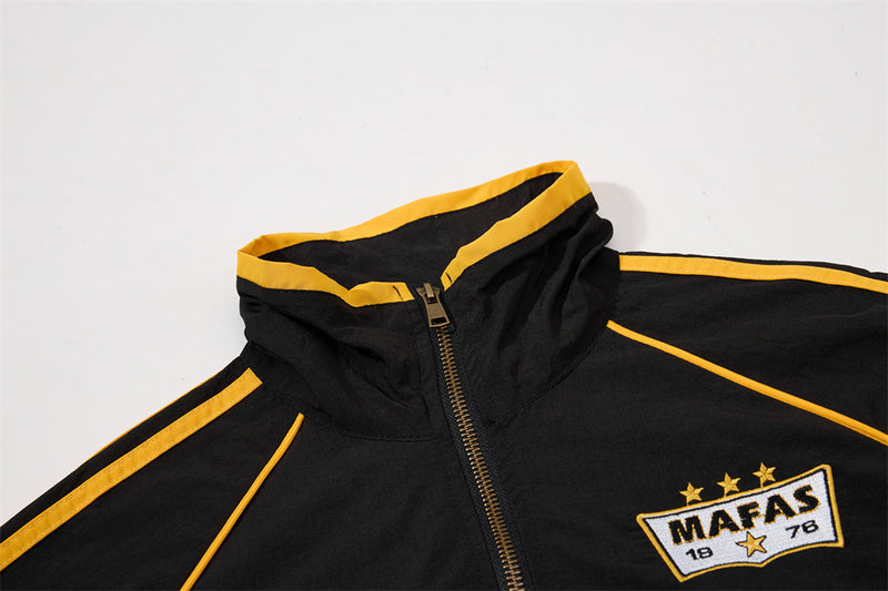 Mafa Racing Zip-Up Short Sleeve Track Jacket – Streetwear Colorblock Sport Top