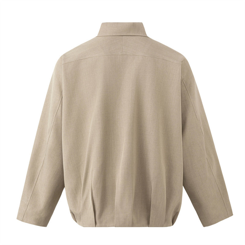 Oversized Zip-Up Harrington Jacket – Pleated Hem Workwear Style