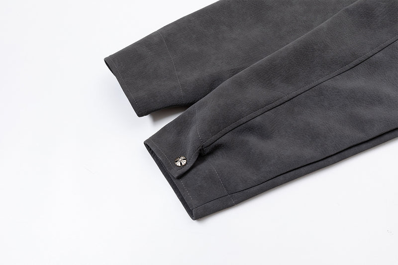 Veste en cuir oversize courte à broderies gothiques – Style moto américain rétro