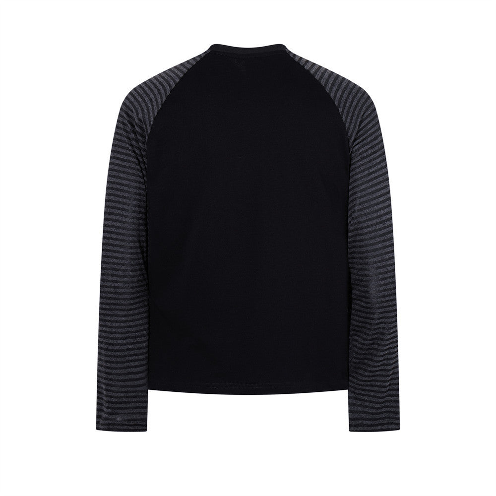 Star Print Raglan Long Sleeve Shirt – Striped Sleeve Colorblock Tee