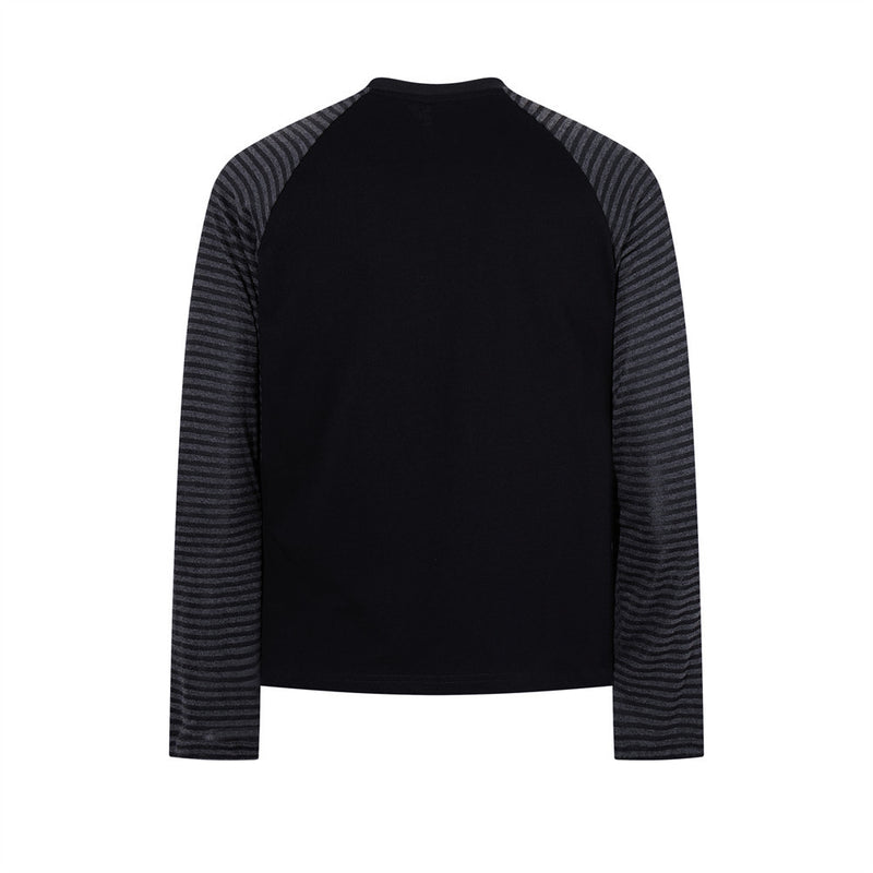 Star Print Raglan Long Sleeve Shirt – Striped Sleeve Colorblock Tee