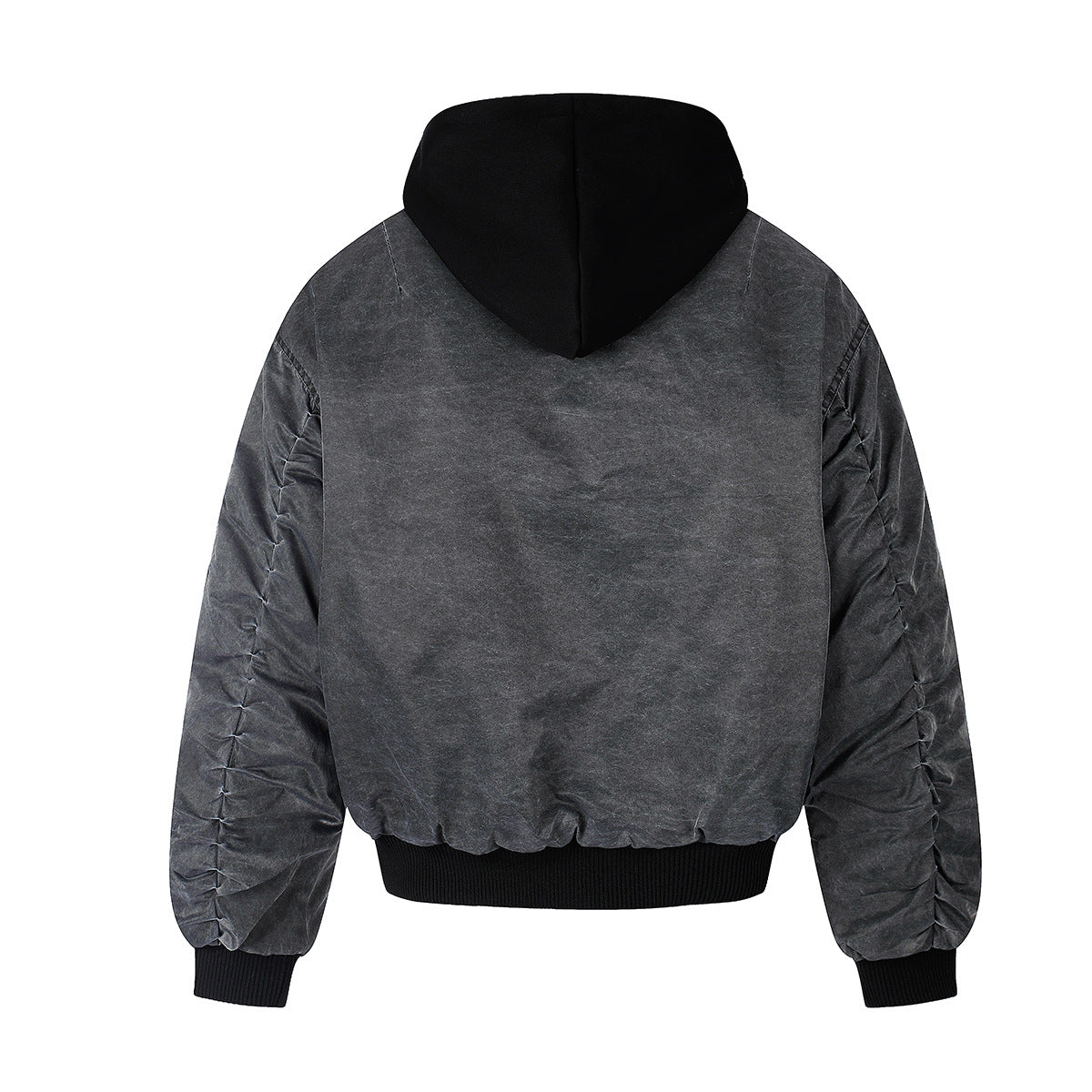 Oversized Padded Bomber Jacket – Faux Two-Piece Hooded Cotton Outerwear