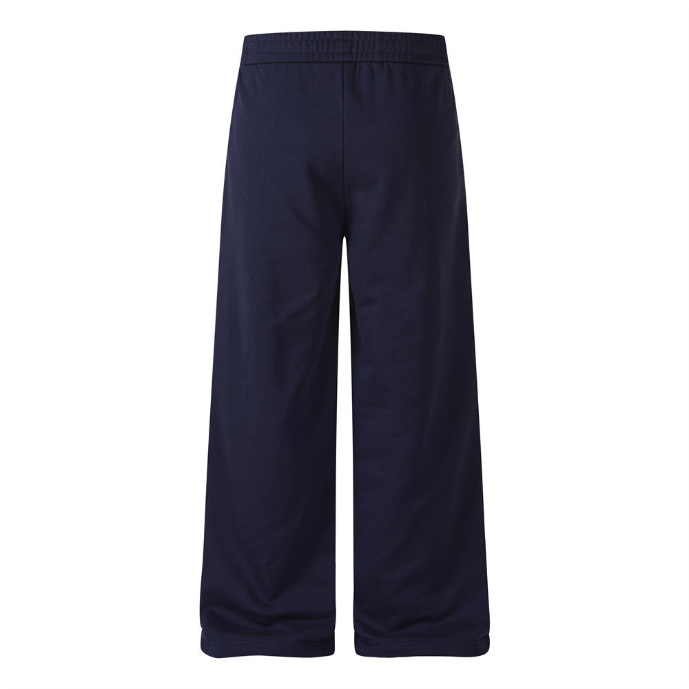 Wide-Leg Sweatpants with Double-Breasted Metal Buttons & Elastic Waist
