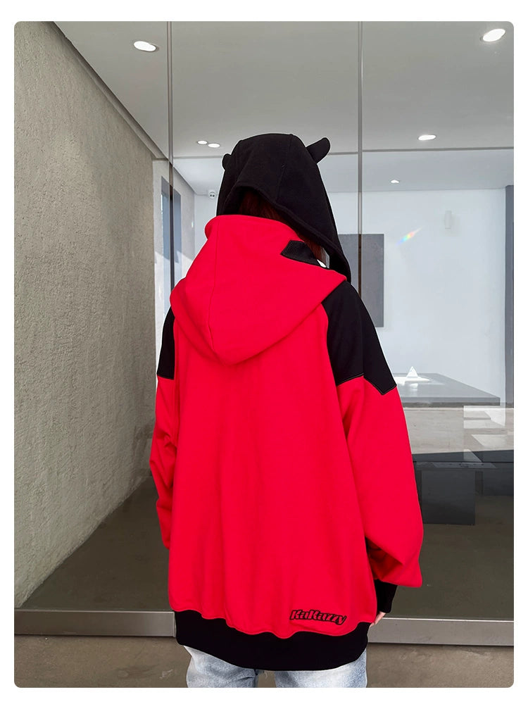 Deadpool Hoodie - 400GSM Oversized Red and Black Zip-Up Deadpool Hoodie - 400GSM Oversized Red and Black Zip-Up