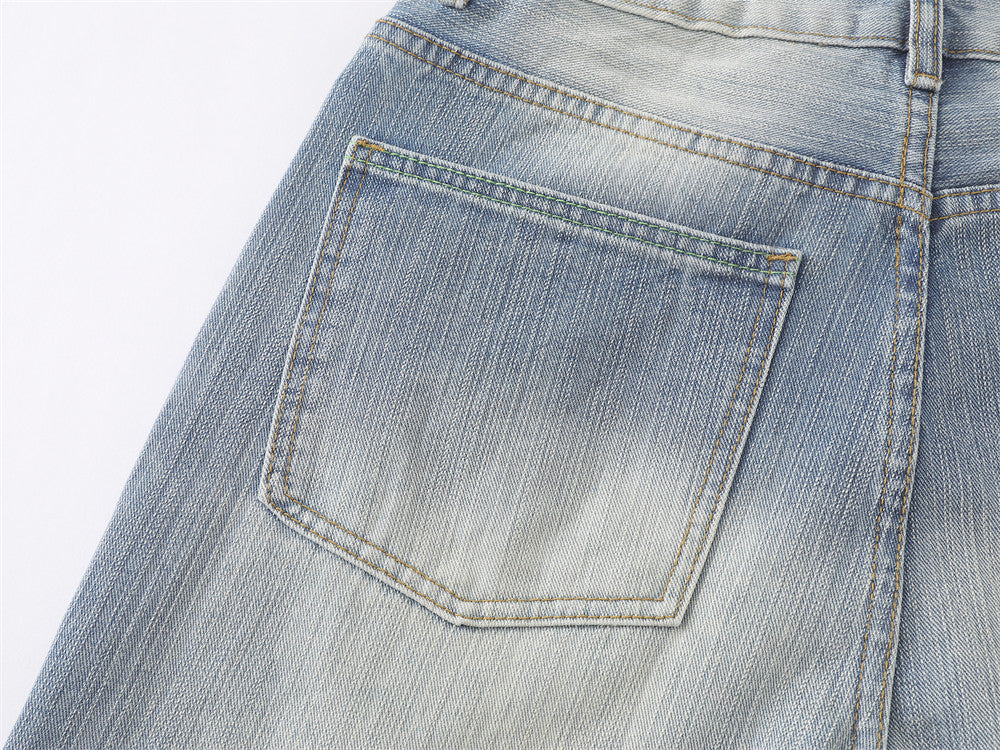 Wide-Leg Baggy Jeans – Men's Light Blue Vintage Washed Straight Denim