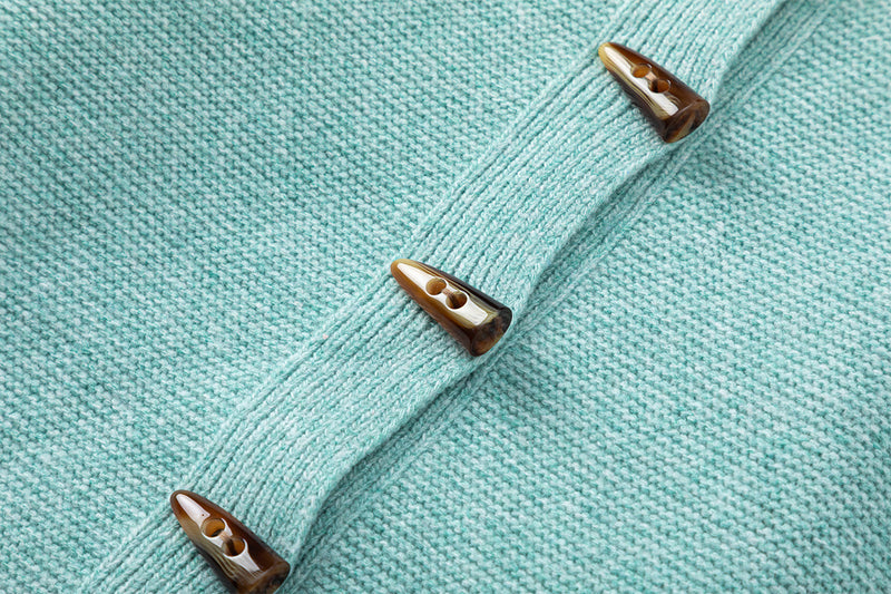 Mock Neck Knit Cardigan Sweater with Toggle Buttons