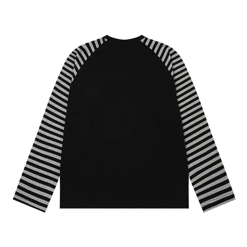 Gestreiftes Langarm-Raglan-Shirt – Retro-Anker-Print im Subkultur-Stil
