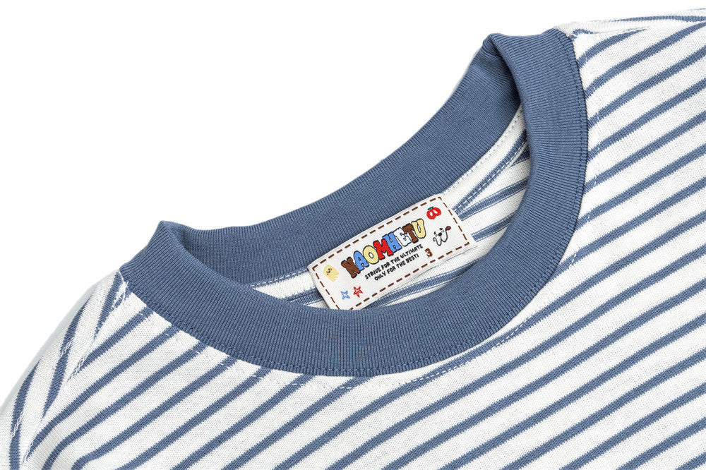 Camiseta de manga larga a rayas con estampado gráfico de perro, corte relajado