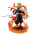 The 22CM Rengoku Kyojuro Action Figure from Demon Slayer features exquisite detail with vibrant yellow and red hair, a black and white uniform, and a sword. It stands on a circular base with flame effects, making it an essential collectible for any Flame Hashira enthusiast.