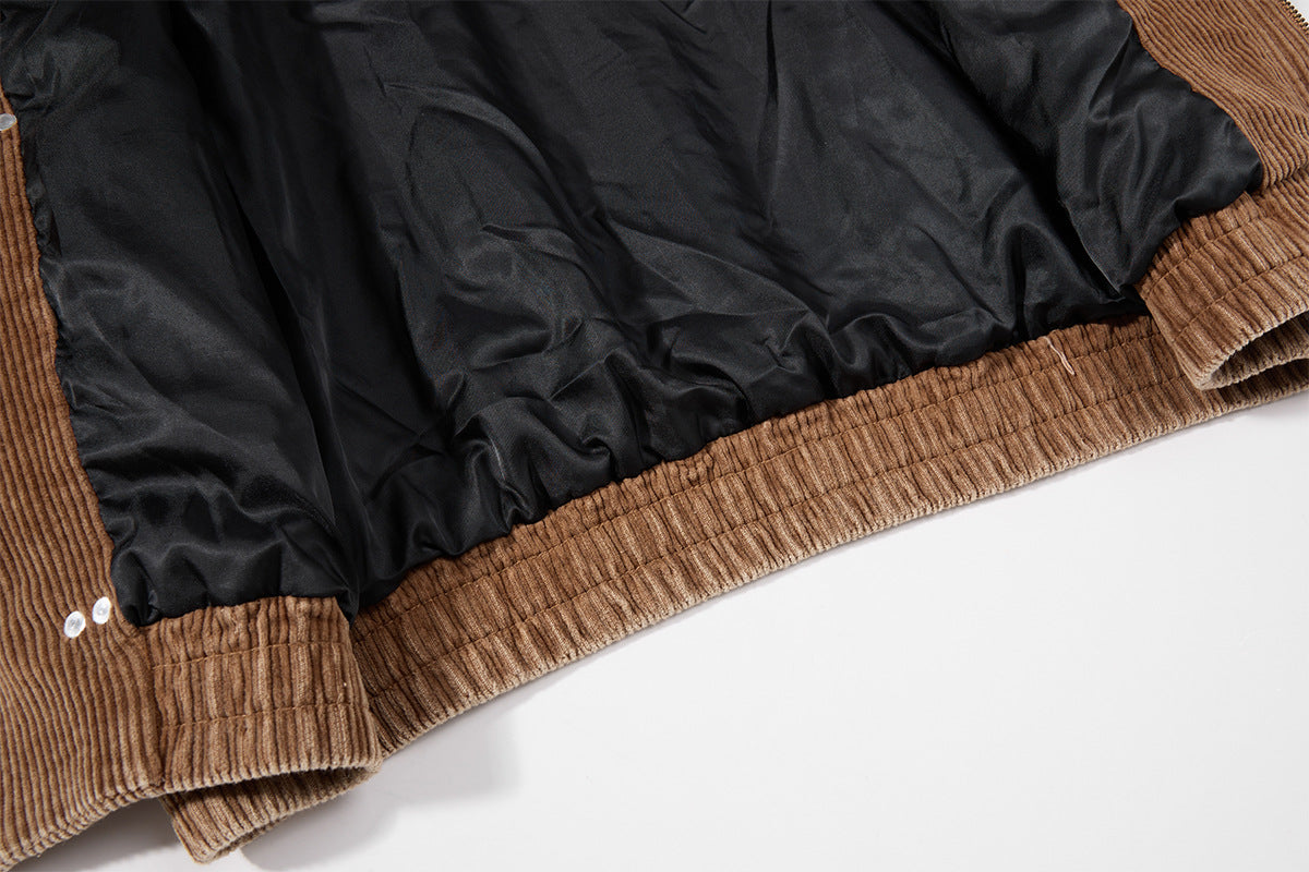 Chaqueta Bomber Harrington de Pana – Corte Cuadrado con Cierre de Broche Vintage