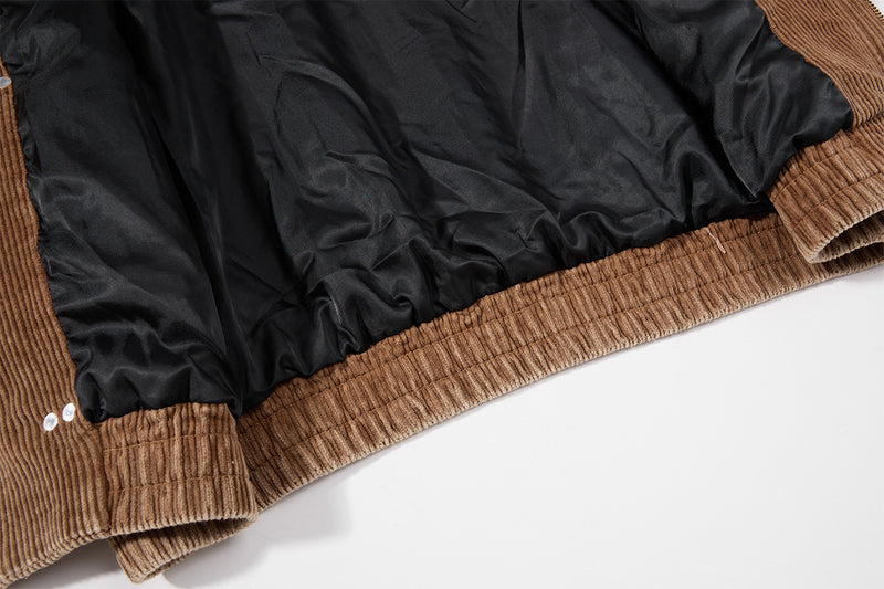 Chaqueta Bomber Harrington de Pana – Corte Cuadrado con Cierre de Broche Vintage