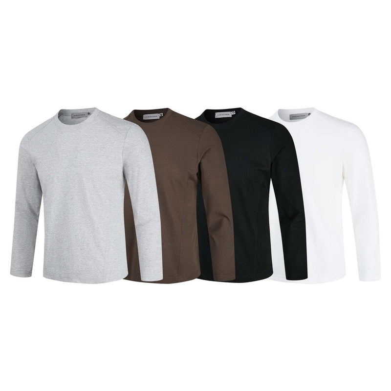 Men's Long Sleeve Crew Neck T-Shirt – Slim Fit Raglan Shoulder Tee