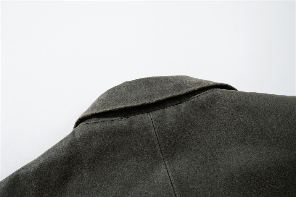 Veste blazer homme casual chic – Fermeture à boucle métallique gris-vert
