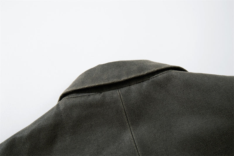 Veste blazer homme casual chic – Fermeture à boucle métallique gris-vert