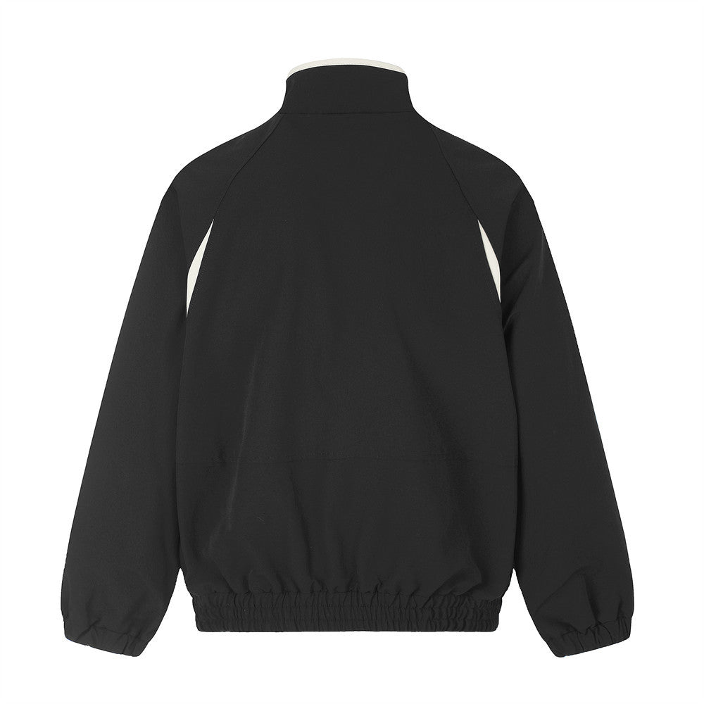 Mock Neck Colorblock Track Jacket – Relaxed Fit Zip-Up Windbreaker