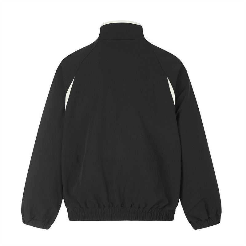 Mock Neck Colorblock Track Jacket – Relaxed Fit Zip-Up Windbreaker