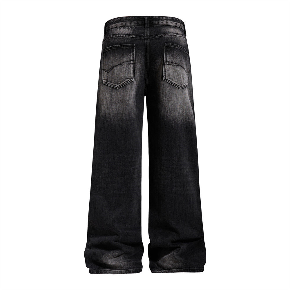 Wide-Leg Baggy Jeans – Vintage Washed Straight-Cut Denim