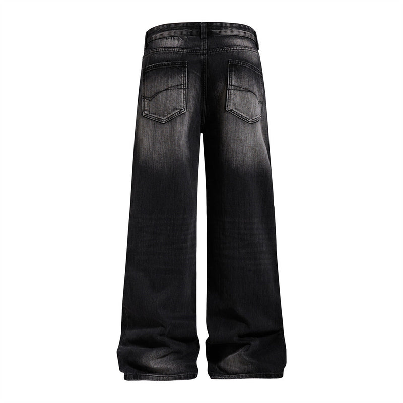 Wide-Leg Baggy Jeans – Vintage Washed Straight-Cut Denim