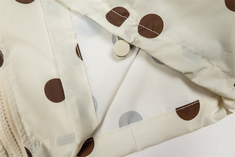 Polka Dot Hooded Windbreaker Jacket – Unisex Oversized Lightweight Outdoor Coat