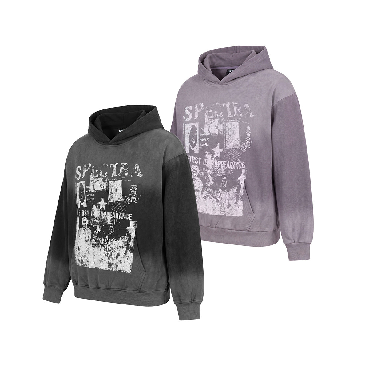 Spectra First Appearance Graphic Hoodie – Washed Vintage Oversized Pullover