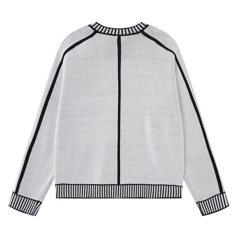 Men's Contrast Trim Knit Cardigan – Relaxed Fit Button-Up Sweater
