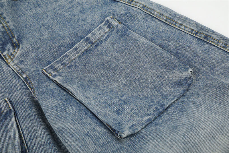 Baggy Cargo Jeans Men – Wide Leg Multi-Pocket Washed Denim