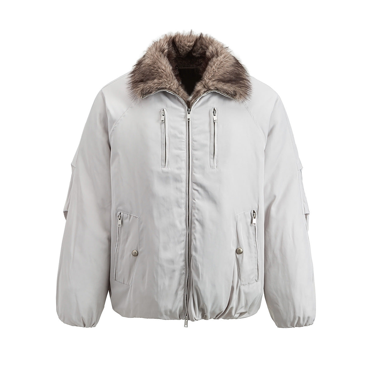 Faux Fur Collar Padded Bomber Jacket – Oversized Winter Puffer