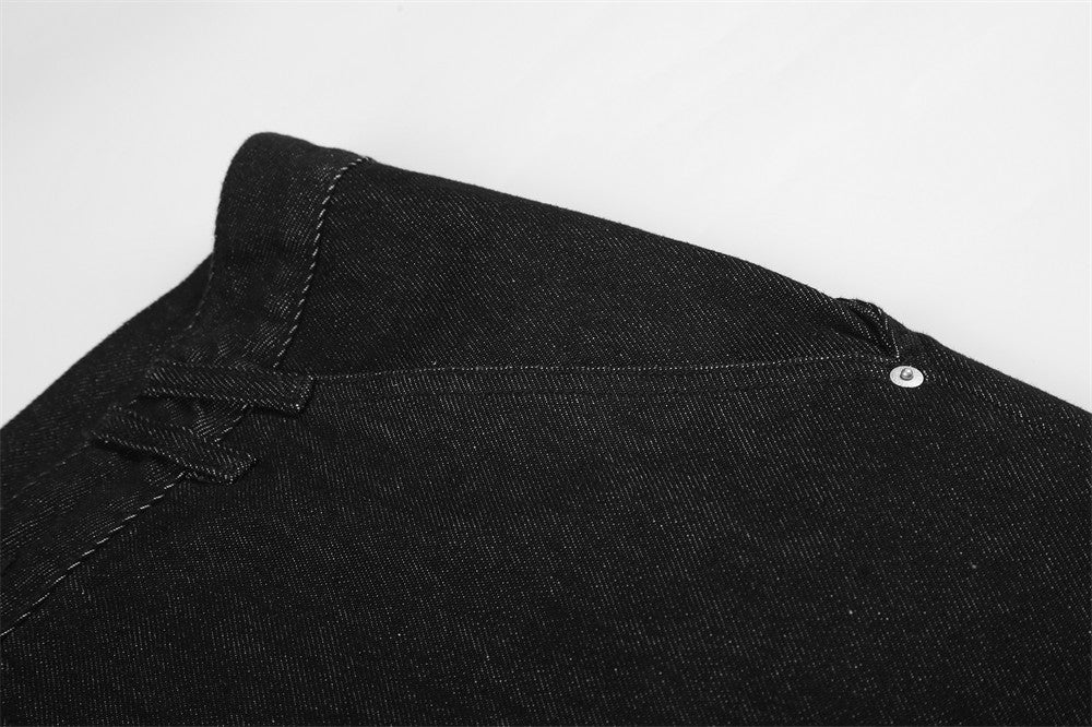 Wide-Leg Raw Denim Jeans – Relaxed Straight Fit