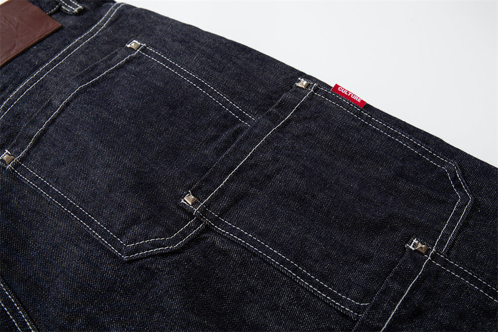 Wide-Leg Denim Cargo Shorts – Multi-Pocket Workwear Style