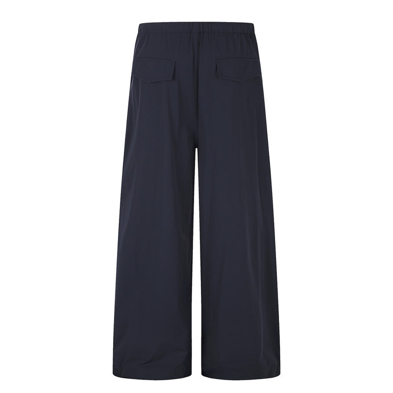 Wide-Leg Parachute Pants – Pleated Drawstring Trousers with Ruched Detail