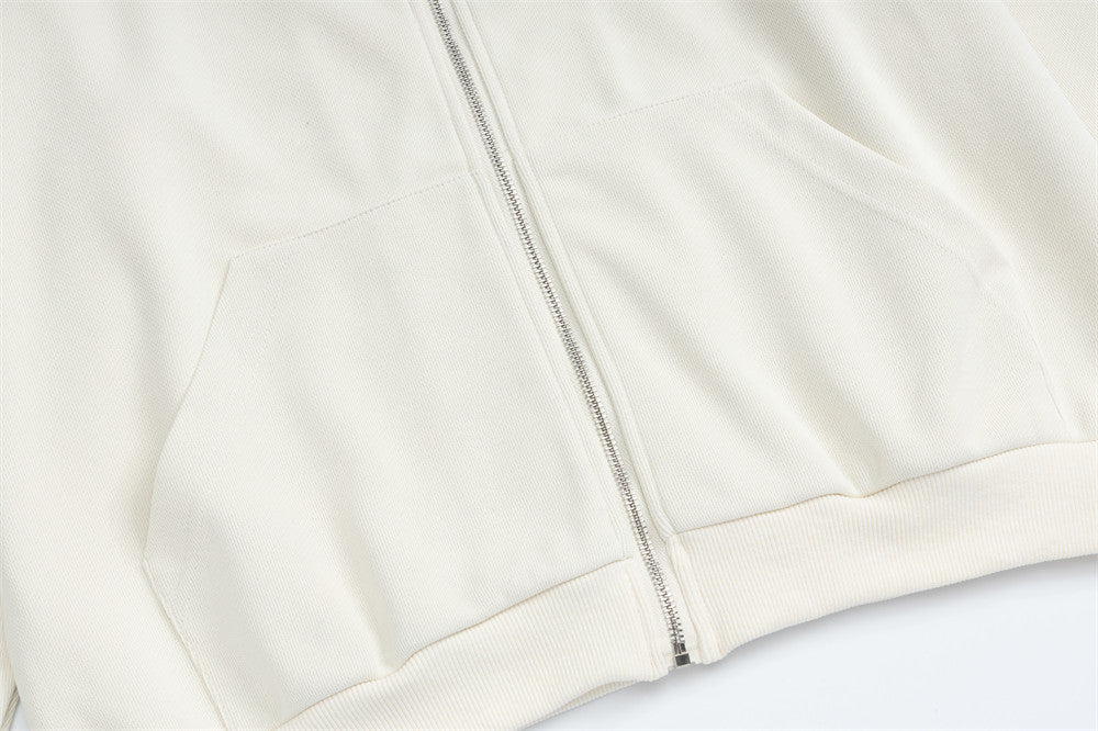 Oversized Zip-Up Hoodie with Plaid-Lined Hood – Relaxed Fit Streetwear